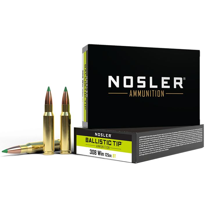 Nosler 40061 Ballistic Tip308Win 125gr Spitzer Ballistic Tip 20 Per Box/10 Case