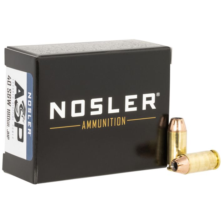 Nosler 51279 Assured Stopping Power Handgun 40S&W 180gr Jacketed Hollow Point 20 Per Box/20 Case