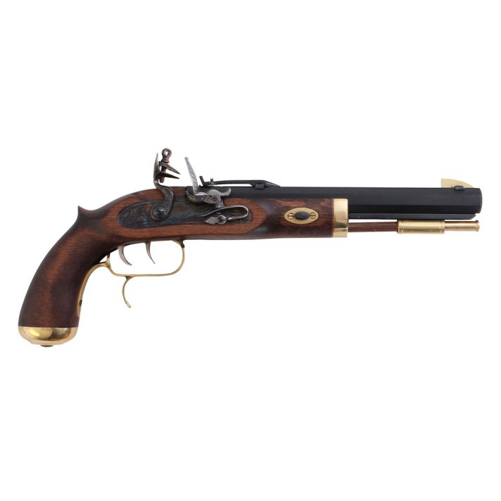 Traditions P1090 TrapperSAO 50 Cal Flintlock 9.75" 1rd Blued Frame & Barrel Hardwood Grip