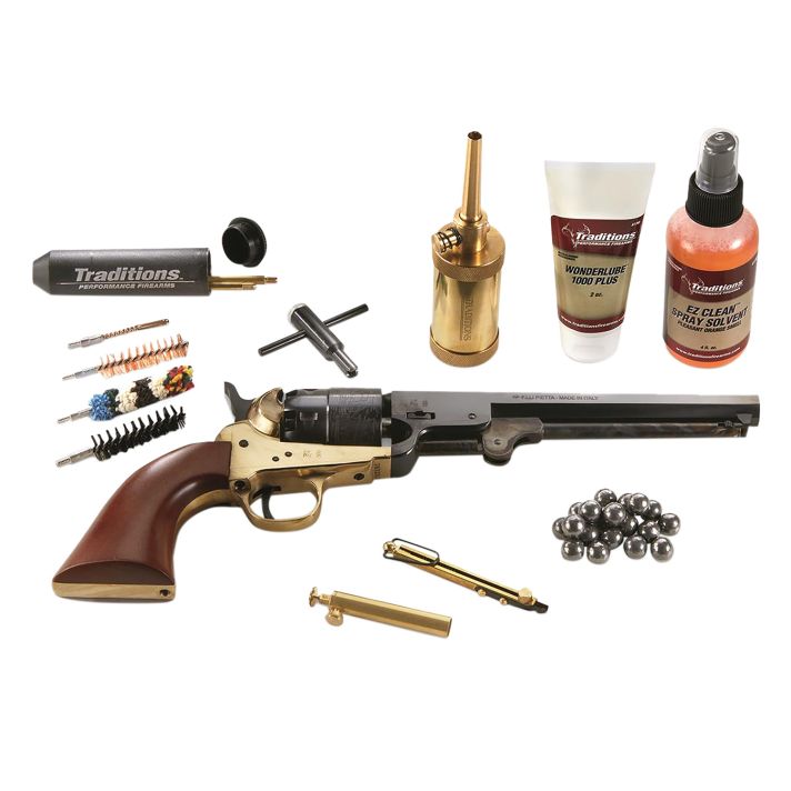 Traditions FRS18511 1851 Navy Break Open 44 Cal #11 Percussion 7.50" 6 Shot Brass Frame Blued Barrel & Cylinder Walnut Grip (Redi-Pak)