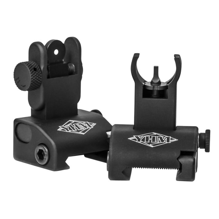 Yankee Hill 5040H Q.D.S. Sight SetBlack Hardcoat Anodized Foldingwith Hooded Stem for AR-Platform